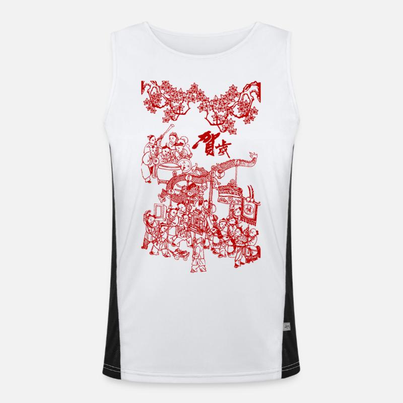 Folklore Chinois Graphique Débardeur respirant contrasté Homme 