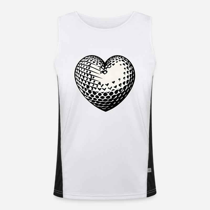Ich liebe Golf Herz Funktionelles Kontrast-Tank Top für Männer 