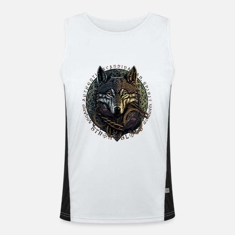 Wikinger Wolf Odins Valhalla Scandinavian Spirit Funktionelles Kontrast-Tank Top für Männer 