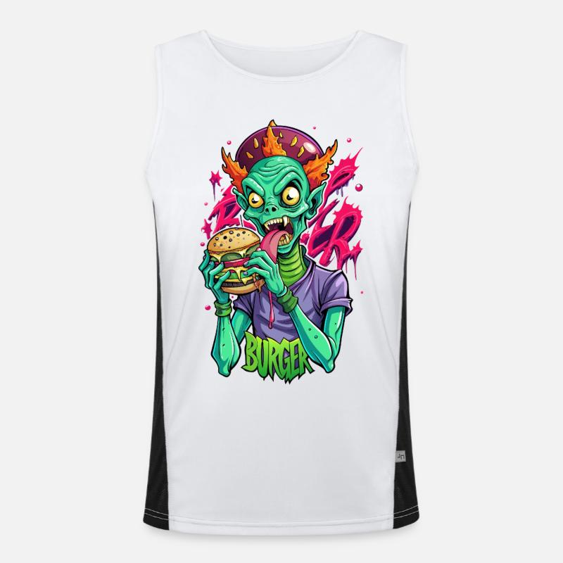 Burger Alien Funktionelles Kontrast-Tank Top für Männer 