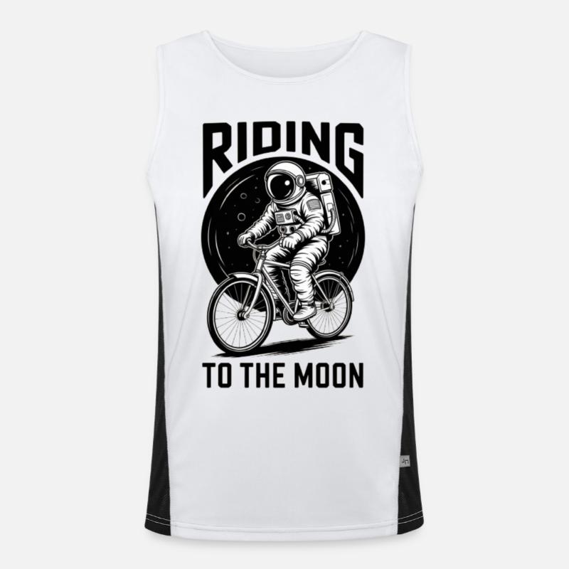 Moon trip with astronaut on bicycle Men's Functional Contrast Tank Top 