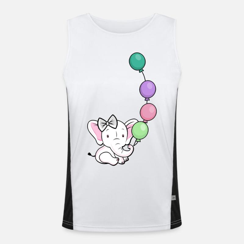 Balloon elephant with bow - Men's Functional Contrast Tank Top  - white/black