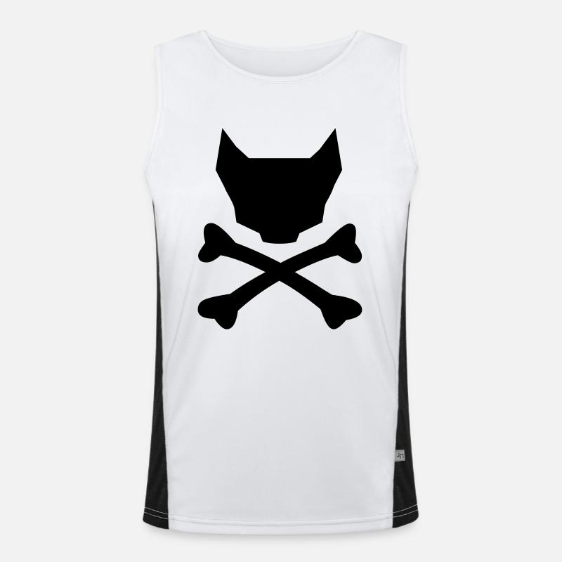 cat skull - Men's Functional Contrast Tank Top - white/black