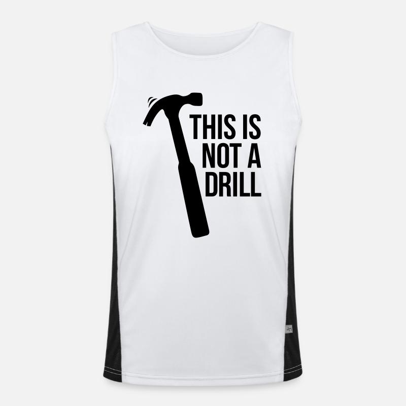 this is not a drill - Men's Functional Contrast Tank Top  - white/black