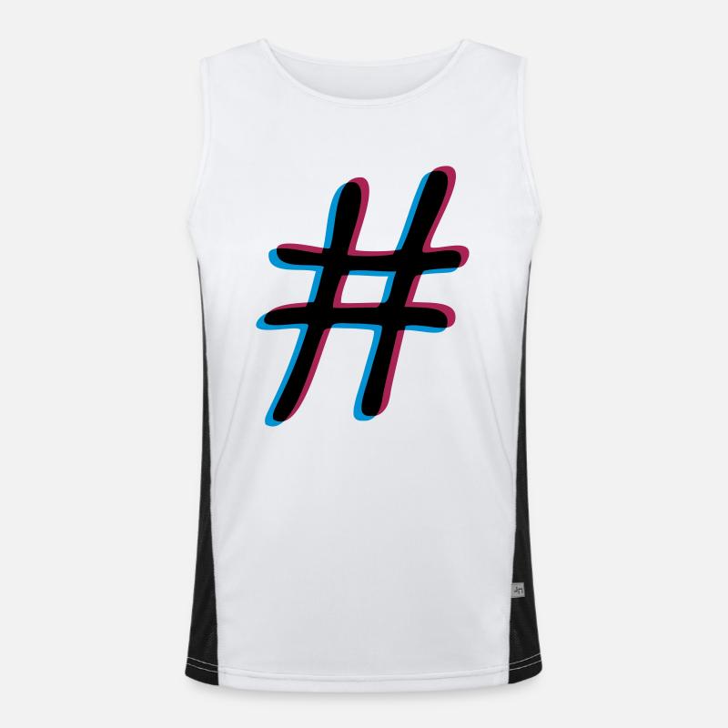 3D effect hashtag Men's Functional Contrast Tank Top 