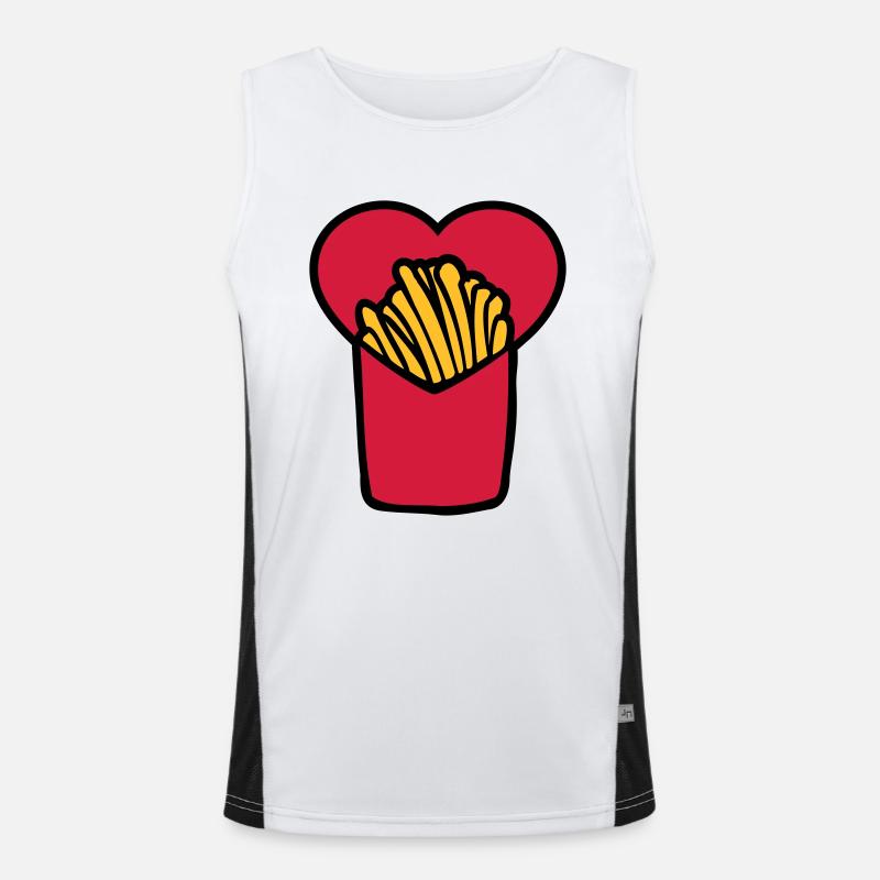 French Fries Love - Men's Functional Contrast Tank Top  - white/black