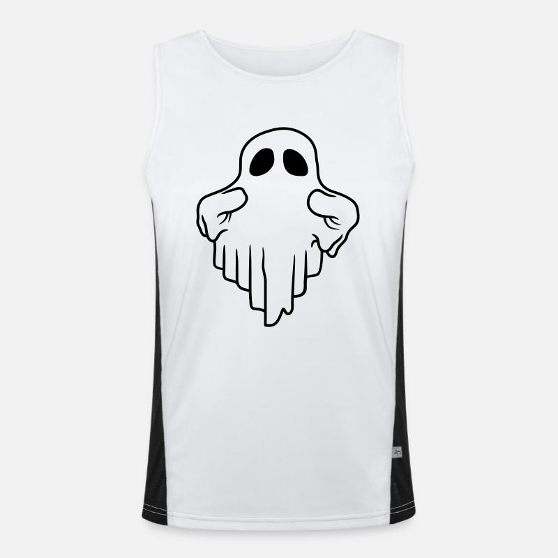 Comic funny floating ghost - Men's Functional Contrast Tank Top  - white/black