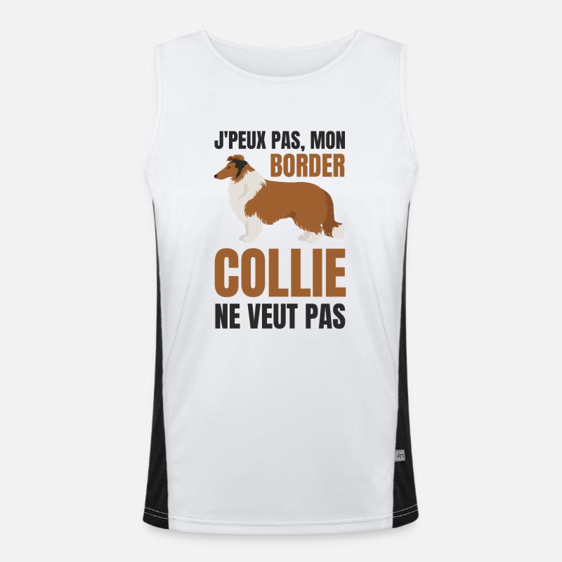 Border collie chien doux Débardeur respirant contrasté Homme 