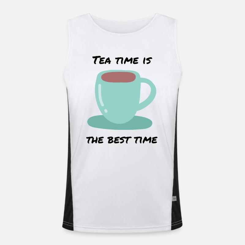 Tea Time ist beste Zeit Heißer Tee Funktionelles Kontrast-Tank Top für Männer 