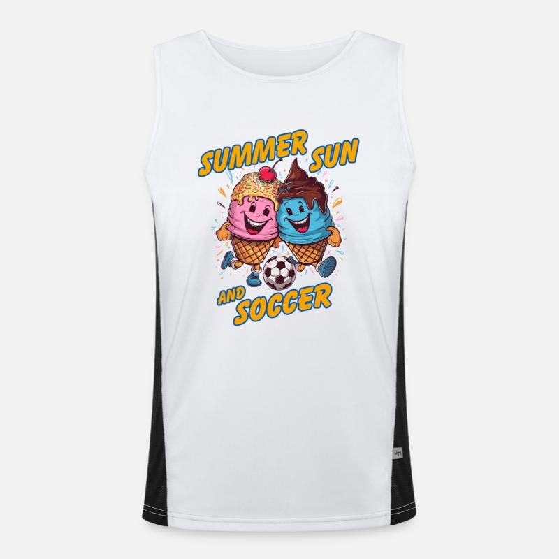 Soleil d’été Soccer Rire Coups de pied Cornets de crème glacée Débardeur respirant contrasté Homme 