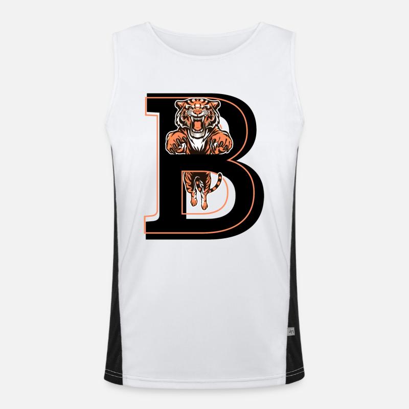 Letter b tiger - gift idea - Men's Functional Contrast Tank Top  - white/black
