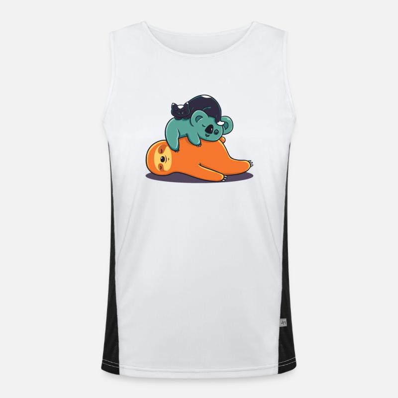 Lazy sloth koala funny gift birthday Men's Functional Contrast Tank Top 
