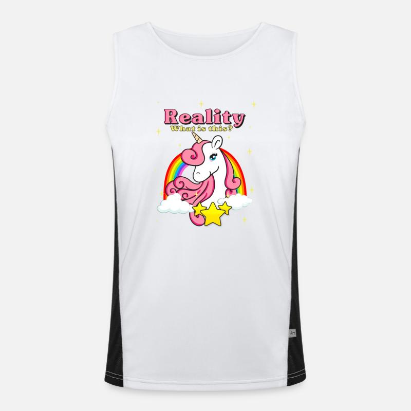 Unicorn rainbow clouds star gift Men's Functional Contrast Tank Top 
