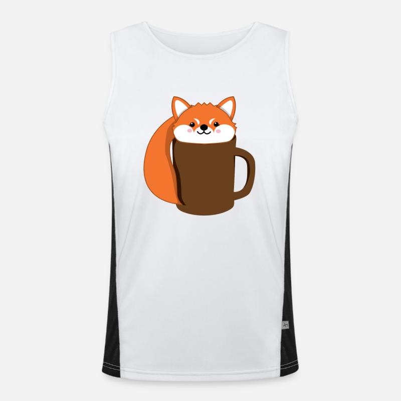 Fuchs - Kaffee - Tase - Comicstyle - Geschenk Funktionelles Kontrast-Tank Top für Männer 