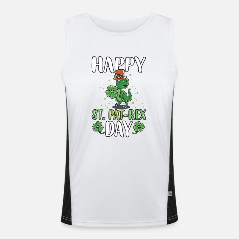 St Patricks day Dinosaurier T-Rex Geschenk Bier Funktionelles Kontrast-Tank Top für Männer 