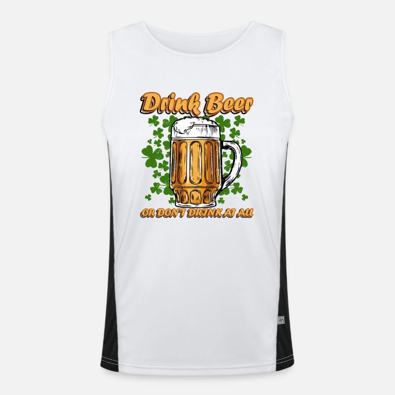 Funny St Patrick's Drink Beer or Dont Drink At All Funktionelles Kontrast-Tank Top für Männer 