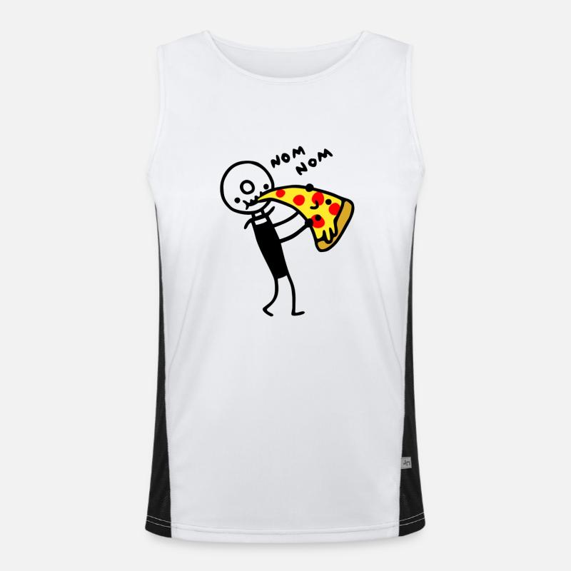 Pizza cutter eats pizza - Men's Functional Contrast Tank Top  - white/black