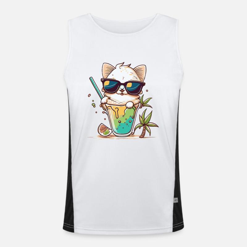 Le chat le plus cool de la plage Débardeur respirant contrasté Homme 