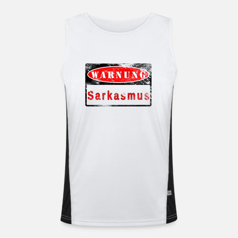 Warning sarcasm shield used look Men's Functional Contrast Tank Top 
