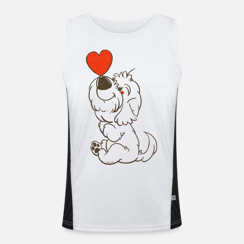 cockapoo Thor mit herzbrauner Strichzeichnung Funktionelles Kontrast-Tank Top für Männer 