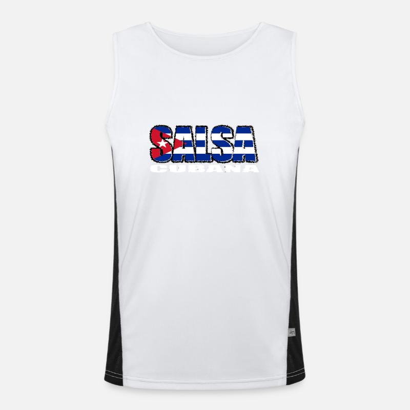 Salsa cubana mit der Flagge Kubas Funktionelles Kontrast-Tank Top für Männer 