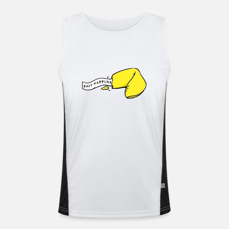 Shit happens - fortune cookie - Men's Functional Contrast Tank Top  - white/black