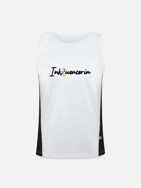 Inkluencerin Down Syndrom - Funktionelles Kontrast-Tank Top für Männer  - Weiß/Schwarz - Vorne