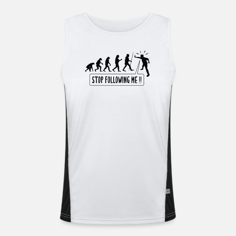 Hör auf, mir zu folgen!! Humor der menschlichen Evolution Funktionelles Kontrast-Tank Top für Männer 