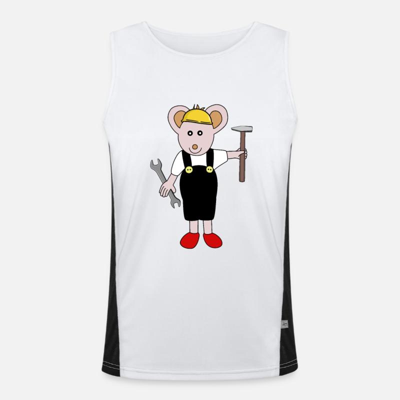 Craftsman Mouse Tool Janitor Mice Men's Functional Contrast Tank Top 