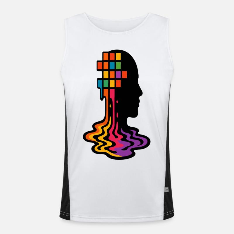 Portrait de fusion de pixels arc-en-ciel Débardeur respirant contrasté Homme 