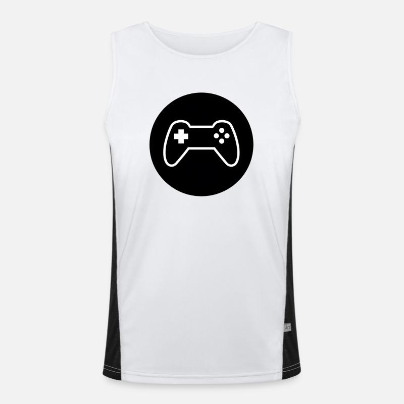 Gamepad Logo, Controller - Men's Functional Contrast Tank Top  - white/black