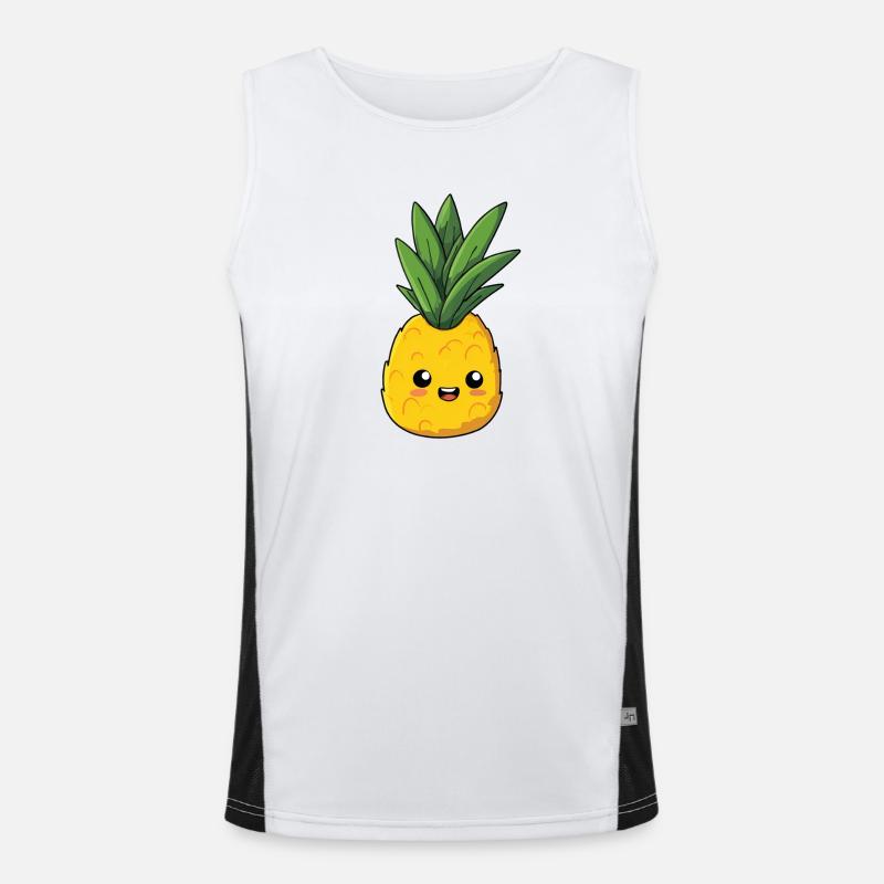 Pineapple content, innocent and cute expression Men's Functional Contrast Tank Top 