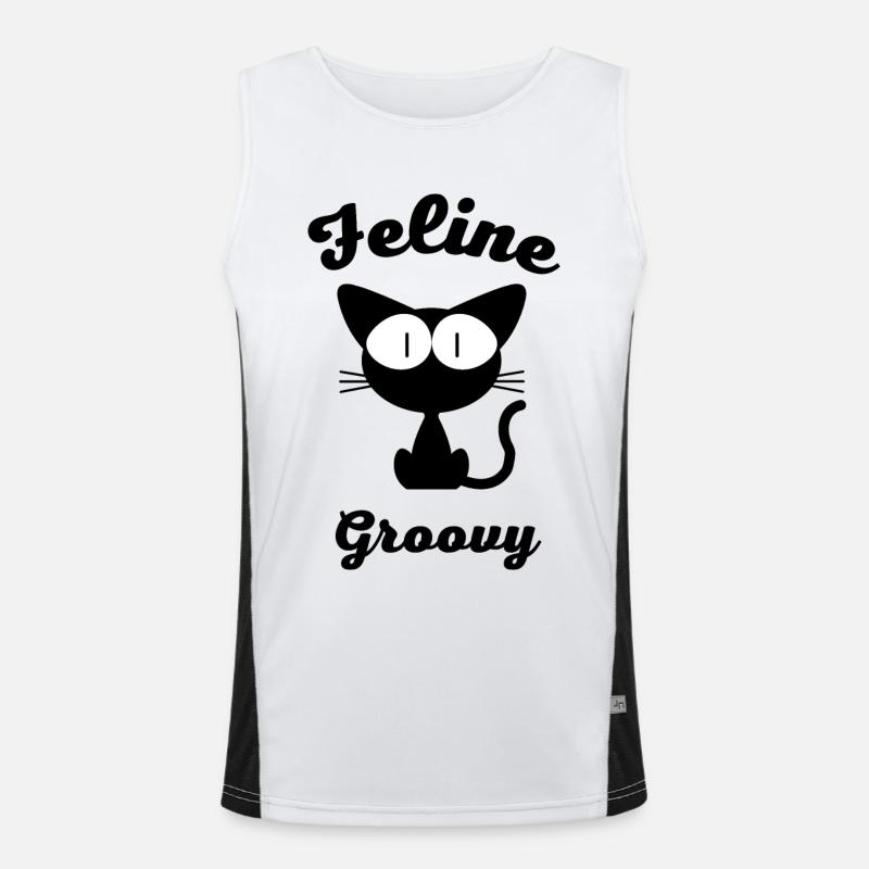 feline groovy Katze Lustig Funktionelles Kontrast-Tank Top für Männer 