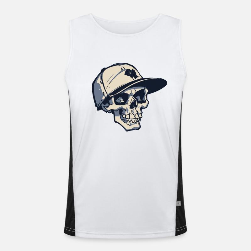 Skull with Snapback Hat Men's Functional Contrast Tank Top 