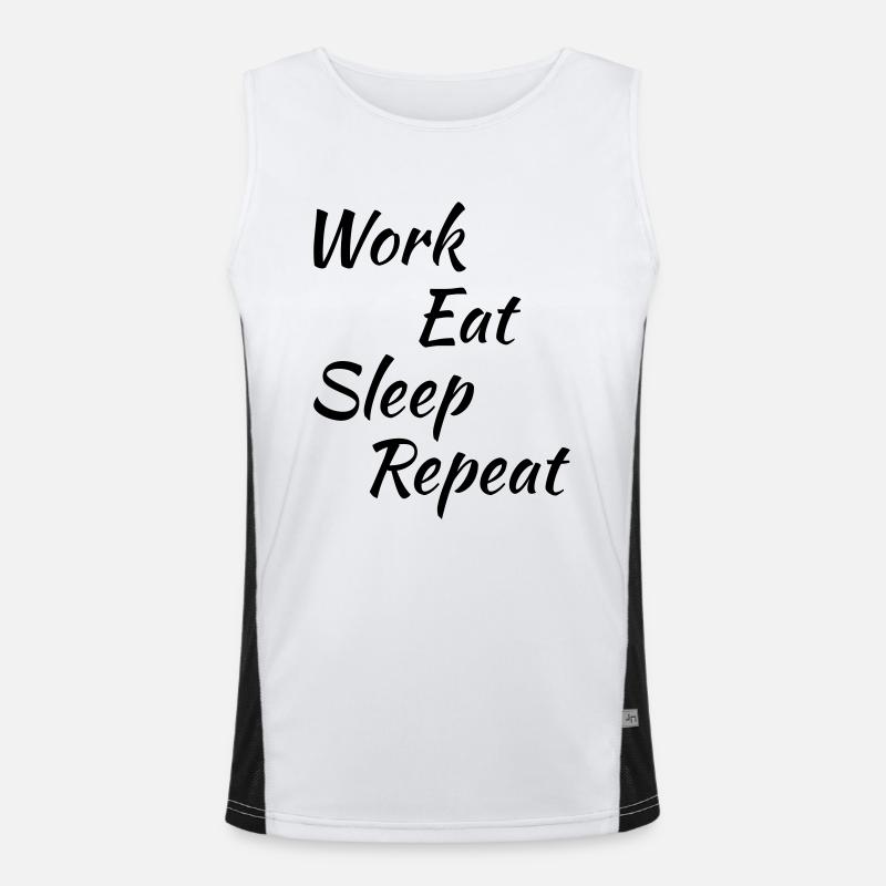 Work eat sleep repeat Funktionelles Kontrast-Tank Top für Männer 