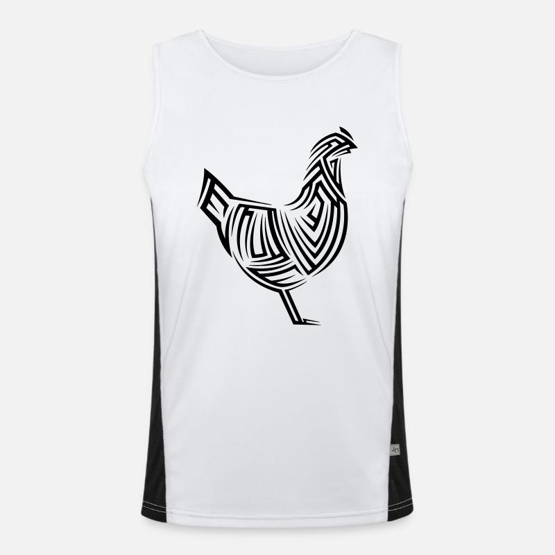 Chicken Tribal Tattoo - Men's Functional Contrast Tank Top  - white/black