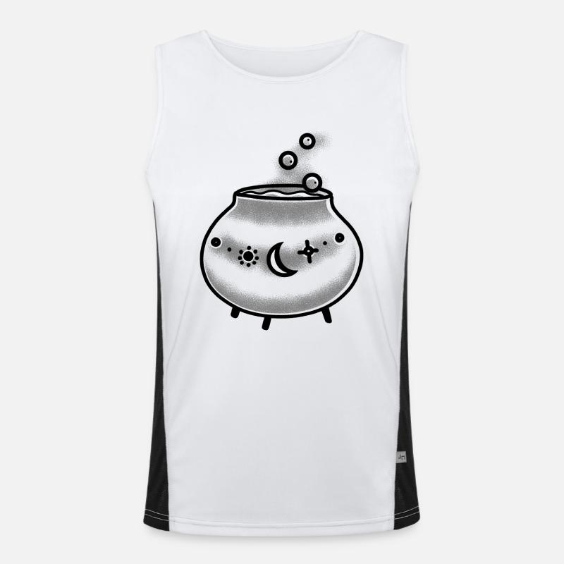 Magic witchy Cauldron with bubbles - Men's Functional Contrast Tank Top - white/black