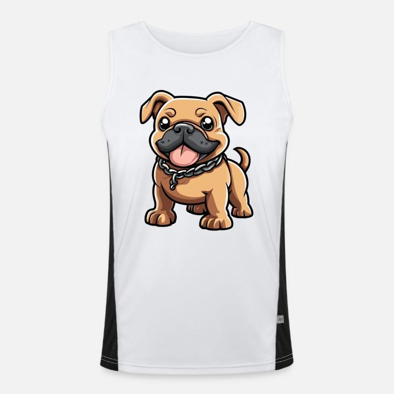 Bulldog Dog Comic Cute - Men's Functional Contrast Tank Top  - white/black