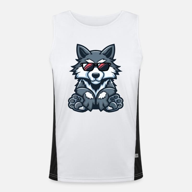 Wolf Comic Cool Funktionelles Kontrast-Tank Top für Männer 