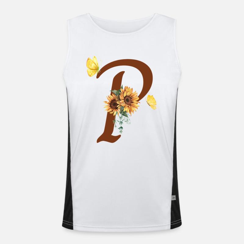 Buchstabe p Sonnenblumenschmetterling Funktionelles Kontrast-Tank Top für Männer 