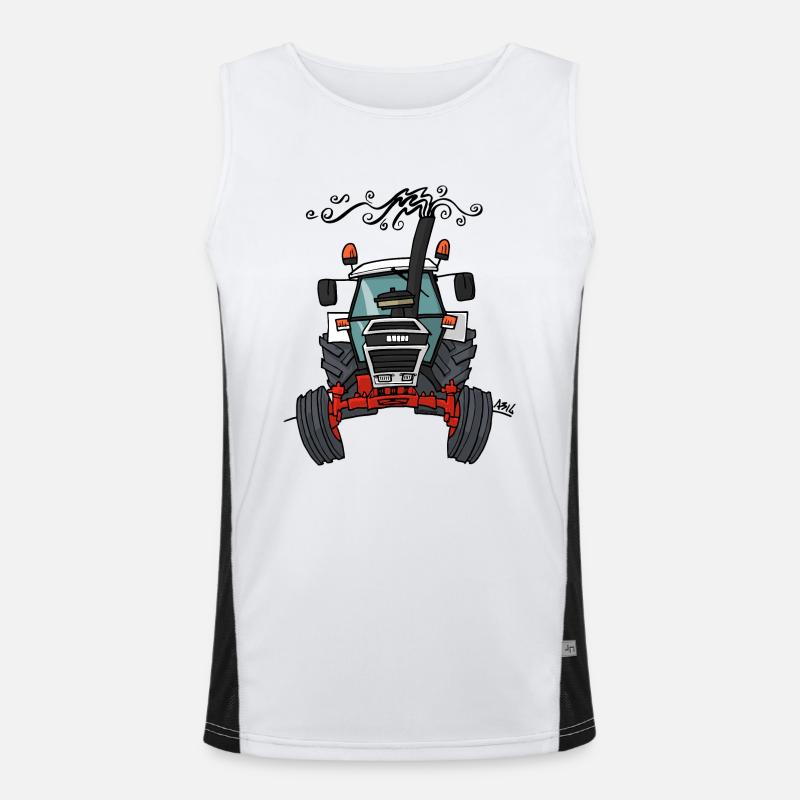 0421 Red white Traktor Funktionelles Kontrast-Tank Top für Männer 
