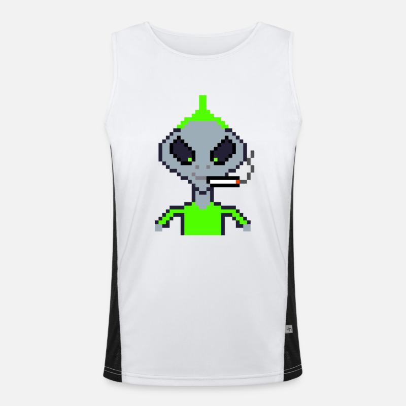 Pixel Alien "Smoking Iro" Funktionelles Kontrast-Tank Top für Männer 