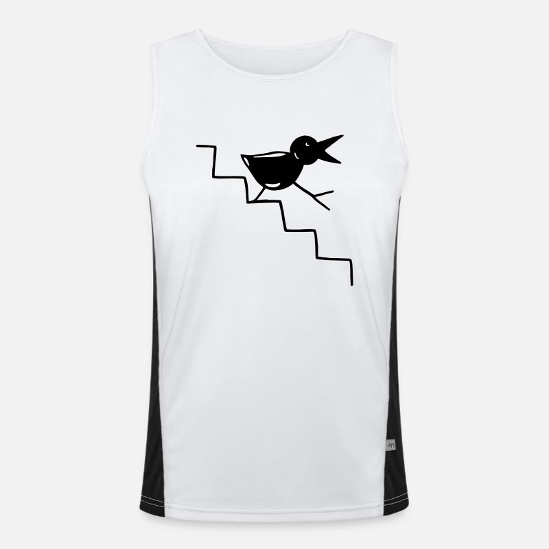 Vogel geht die Treppe runter Funktionelles Kontrast-Tank Top für Männer 
