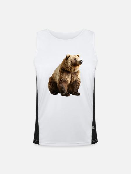 Les ours bruns sont omnivores - Débardeur respirant contrasté Homme  - blanc/noir - Devant