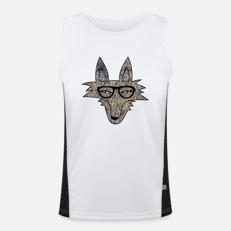 Hipster Wolf Funktionelles Kontrast-Tank Top für Männer 