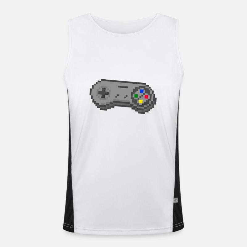 3D Snes controller - Men's Functional Contrast Tank Top  - white/black