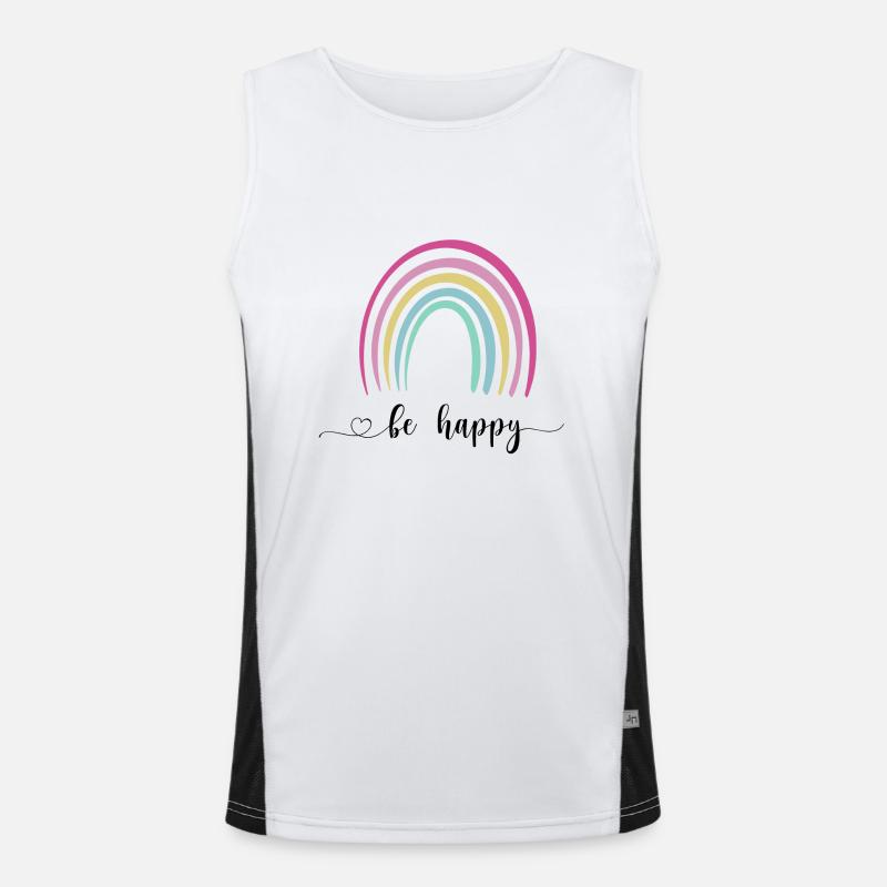 Be happy regenbogen Funktionelles Kontrast-Tank Top für Männer 