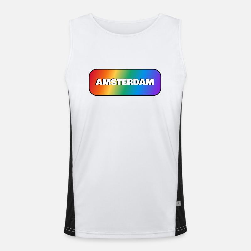 AMSTERDAM PRIDE REGENBOGEN Funktionelles Kontrast-Tank Top für Männer 