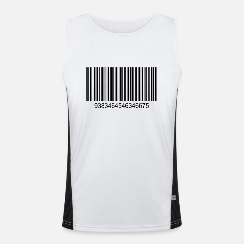 Code barres / code-barres en noir avec des chiffres - Débardeur respirant contrasté Homme  - blanc/noir