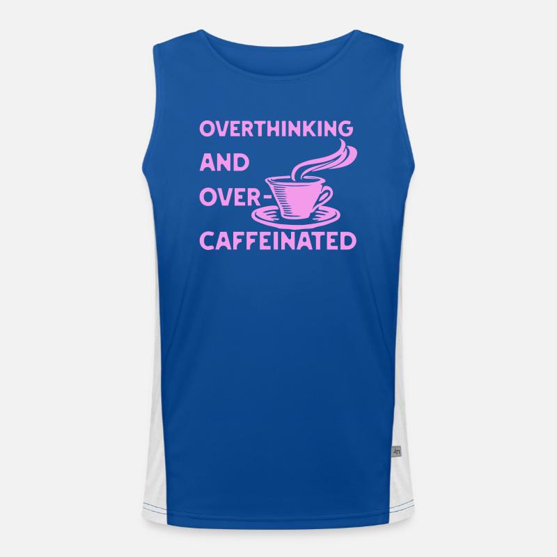 overthinking and over-caffeinated in pink Funktionelles Kontrast-Tank Top für Männer 